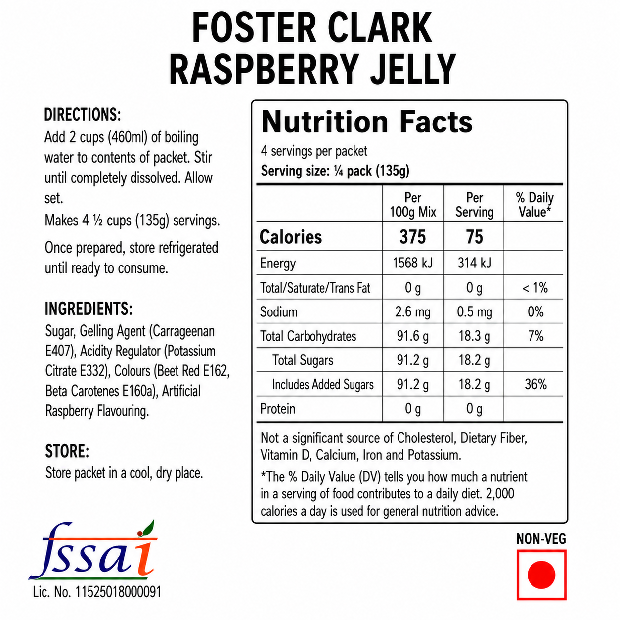 Foster Clark Jelly Raspberry 80gm Imported From UK - Nosh Products