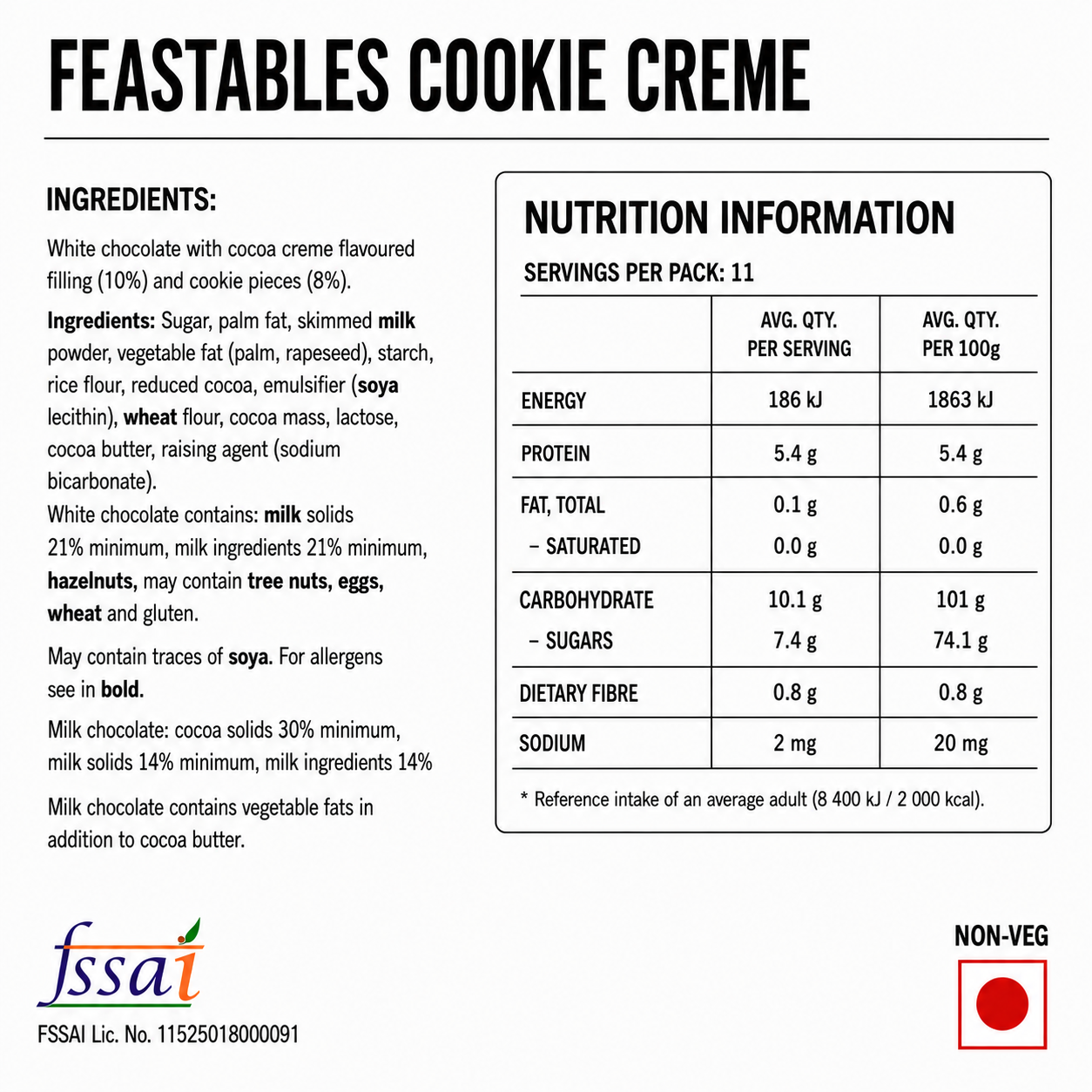 Feastable Cookie Creme 60gm Imported From USA