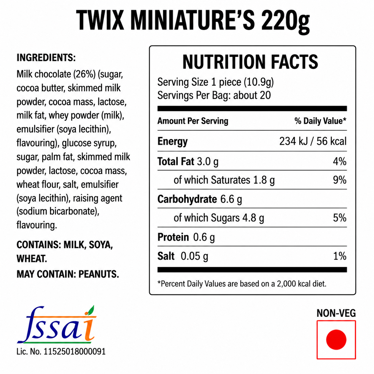 Twix Miniature Chocolate 220gm Imported From UK
