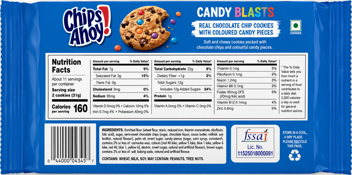 Chips Ahoy Candy Blast Cookies 351gm Imported From USA - Nosh Products