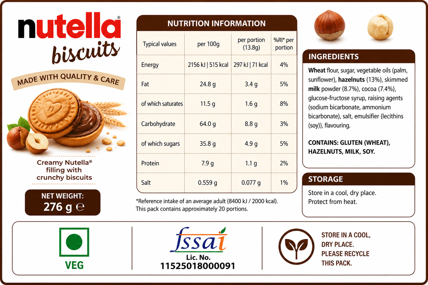 Nutella Biscuits 276gm Imported From USA/Europe - Nosh Products