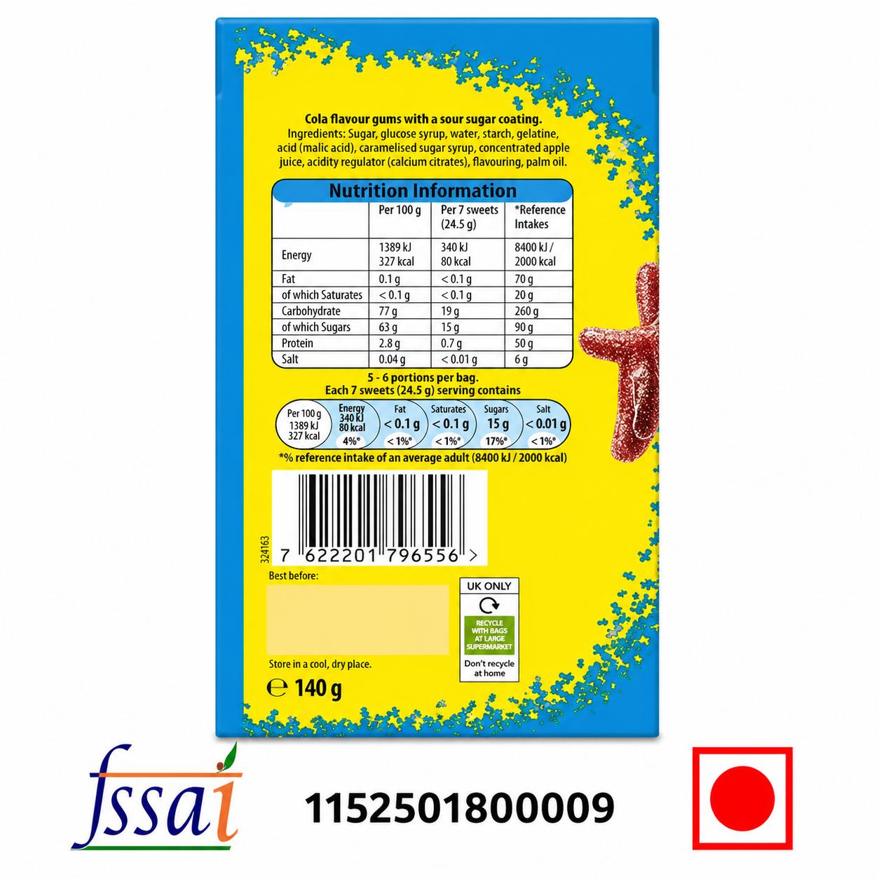 Sour Patch Kids Cola Candy 140gm