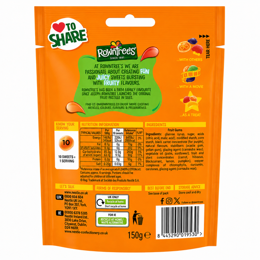 Rowntrees Fruit Gums Candy 150gm Imported From UK - Nosh Products