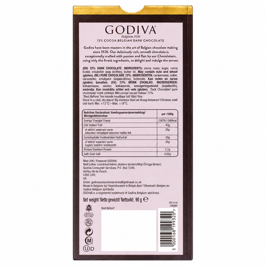 Godiva 72% Dark Chocolate 90gm Imported From Switzerland
