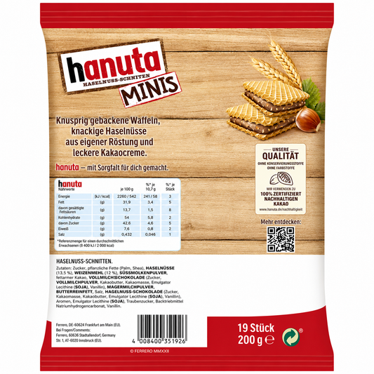 Ferrero Hanuta Mini 200gm Imported From Europe