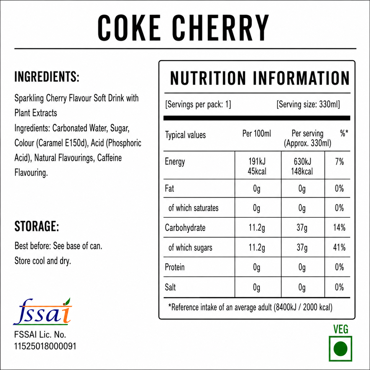 Coke Cherry 330ml Imported From UK - Nosh Products