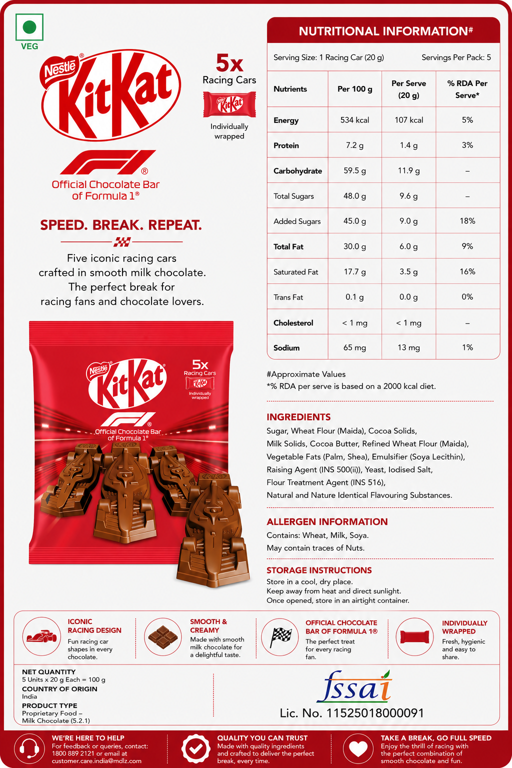 Kit Kat F1 Limited Edition Chocolate 55gm Imported From UK