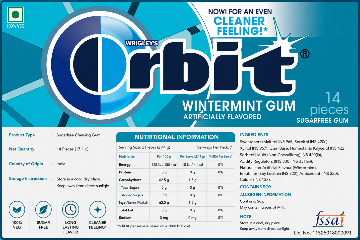 Orbit Winter Mint Chewing Gum Imported From USA/UK - Nosh Products