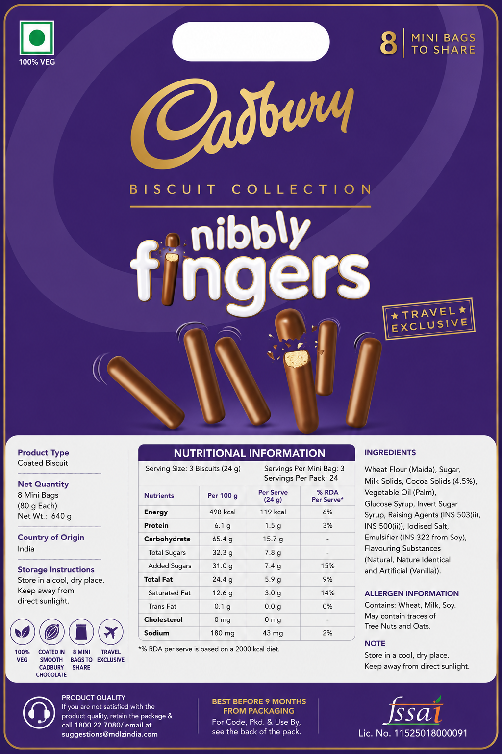 Cadbury Nibbly Fingers Travel Exclusive 280gm Imported From UK - Nosh Products