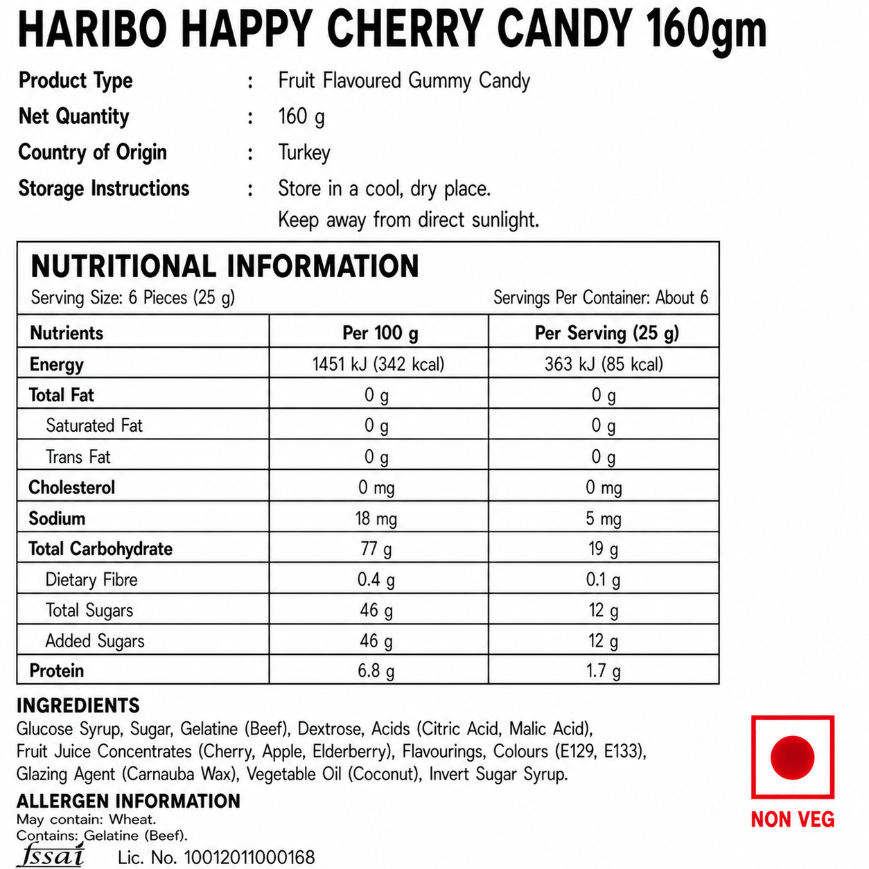 Haribo Happy Cherry Candy 160gm - Nosh Products