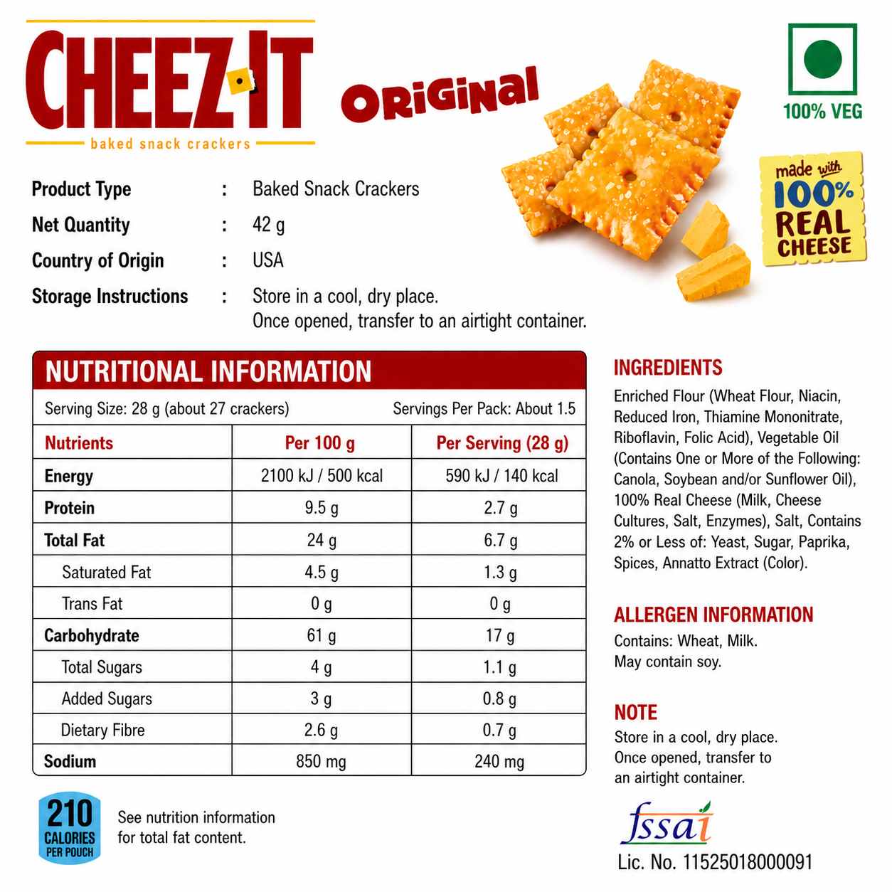 Cheez it Original 42gm (Pack of 3) - Nosh Products