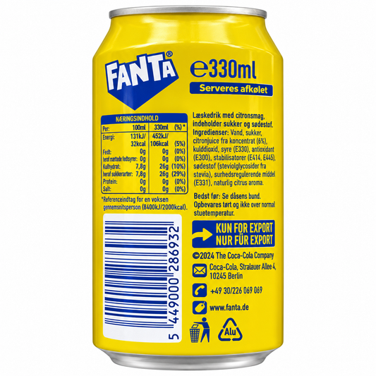 Fanta Lemon Soda 330ml Imported From UK - Nosh Products