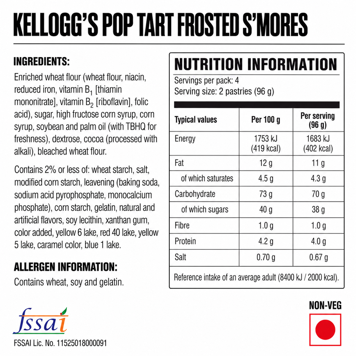 Kellogg's Pop Tart Frosted Smores 384gm Imported From USA