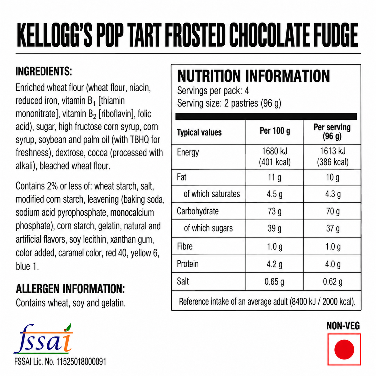 Kellogg's Pop Tart Frosted Chocolate Fudge 384gm Imported From USA