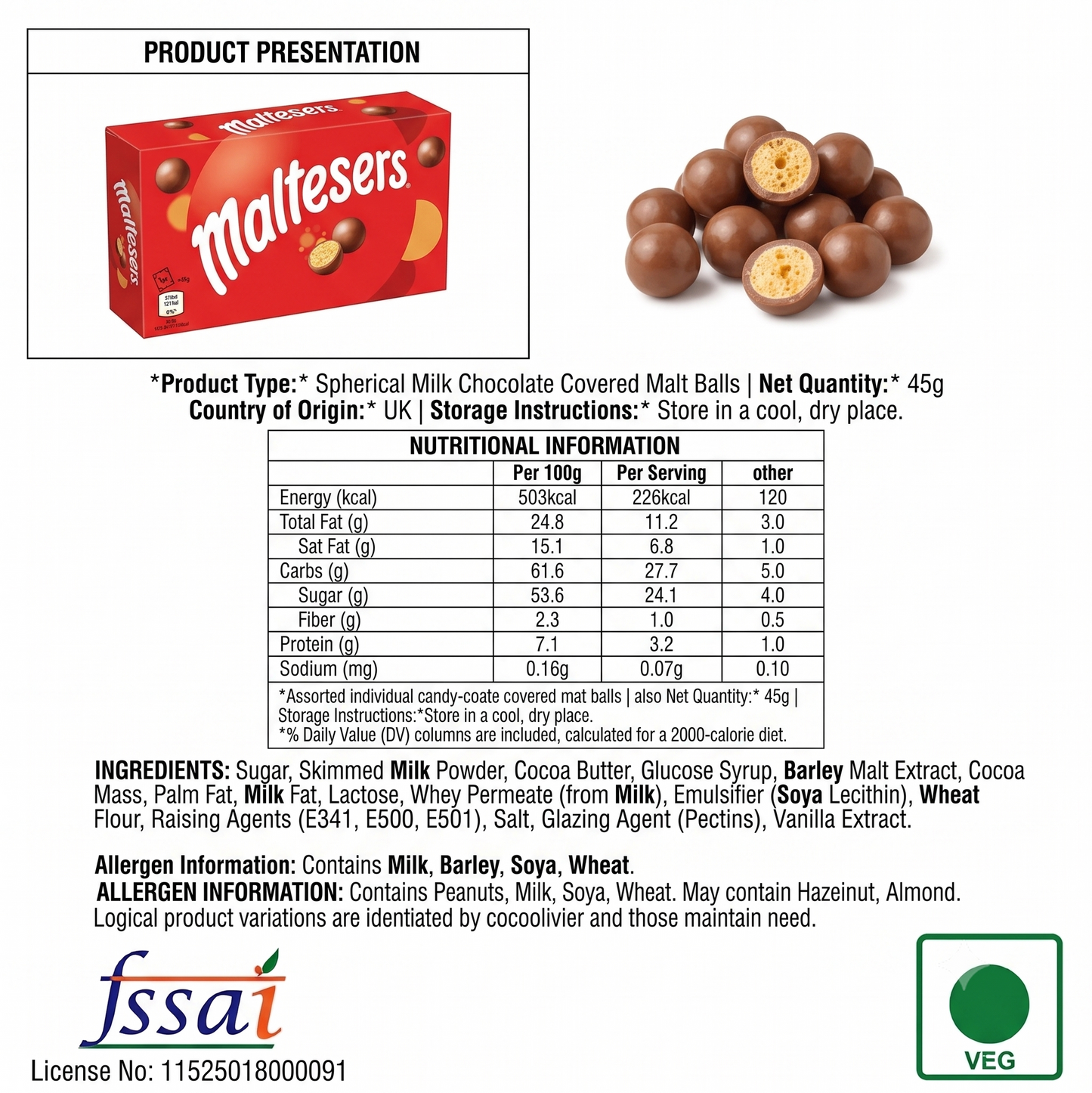 Maltesers Box Of 25 (37gm Each) Imported From USA