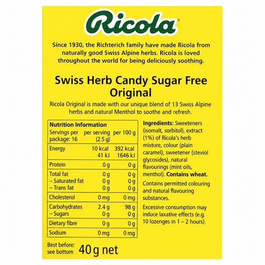 Ricola Original Mints 45gm Imported From UK - Nosh Products