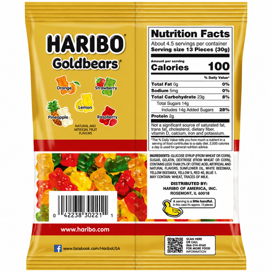 Haribo Goldbear Gummy Bear Candy 140gm Imported From USA/UK - Nosh Products