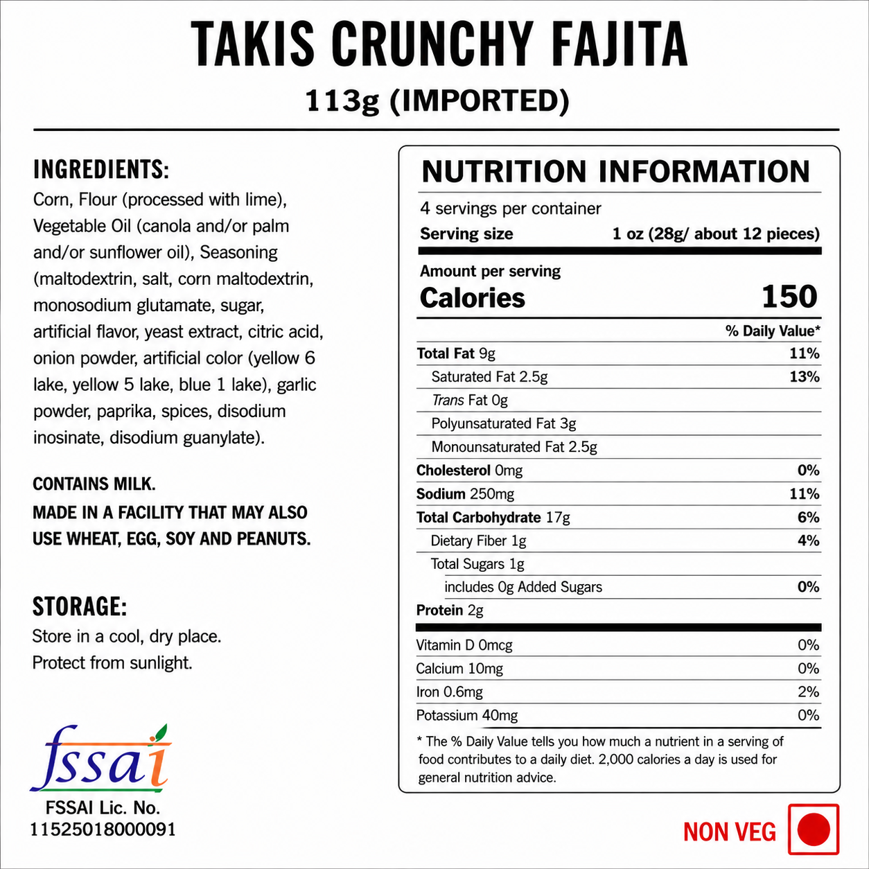Takis Crunchy Fajita 113gm Imported From Mexico - Nosh Products