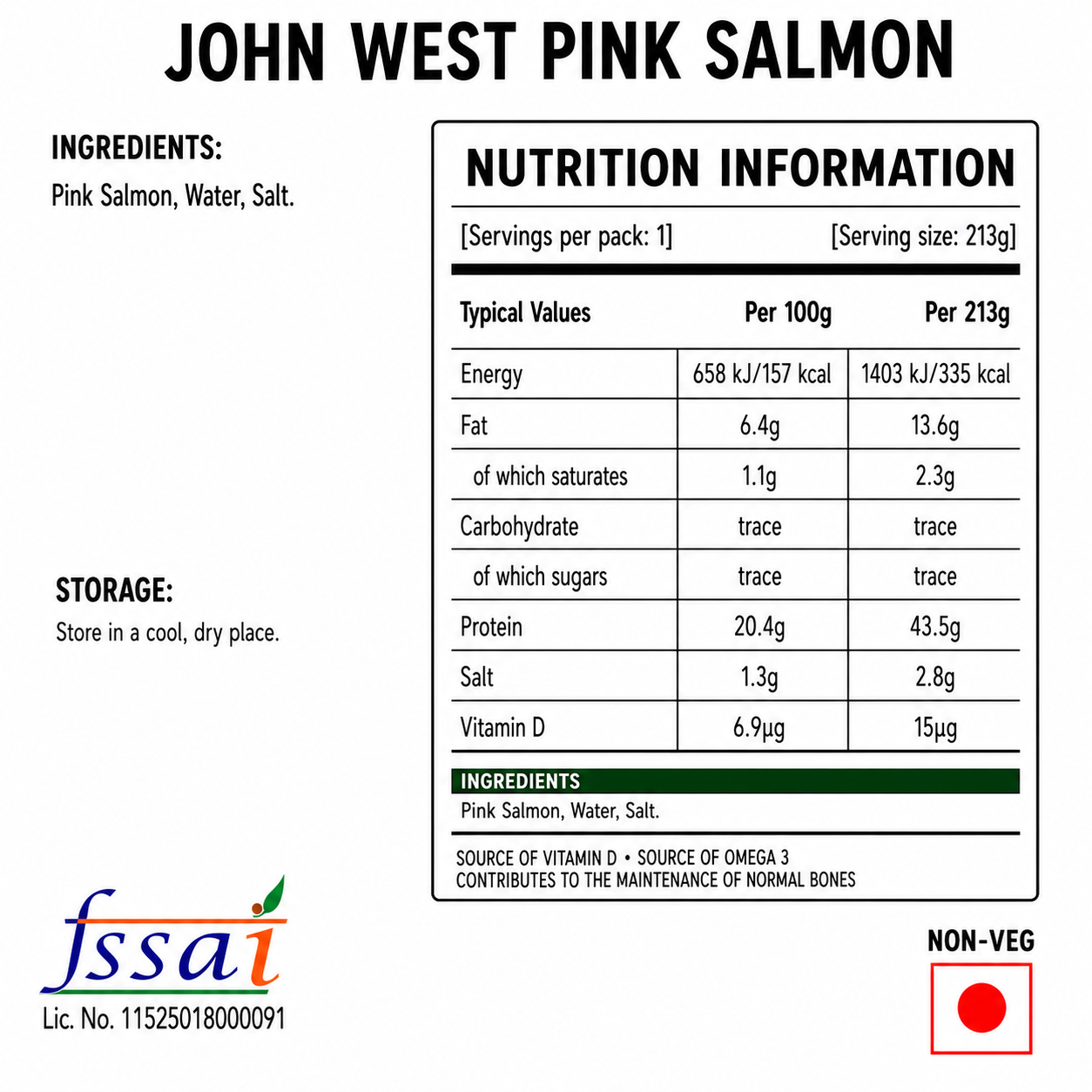 John West Pink Salmon 213gm Imported From UK - Nosh Products