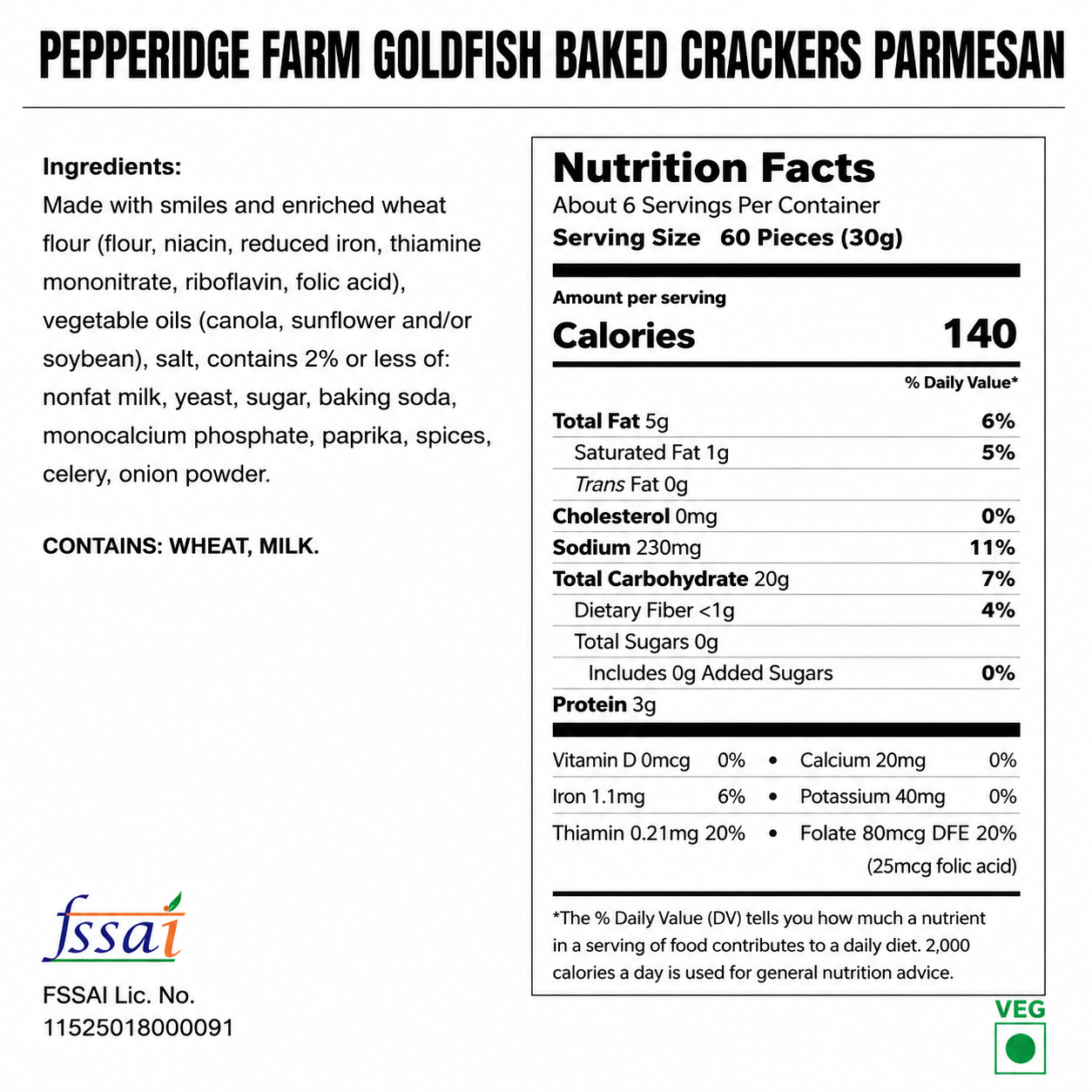Pepperidge Farm Goldfish Baked Crackers Parmesan 187gm Imported From USA