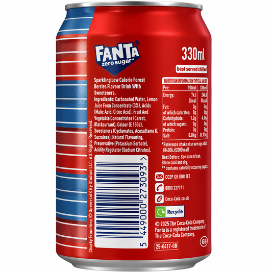 Fanta Forest Berries Soda Zero Sugar 330ml Imported From UK