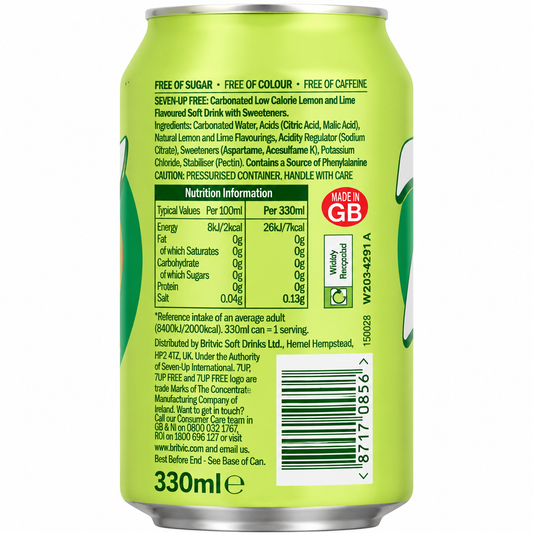 7up Sugar Free Soda 330ml Global Import - Nosh Products