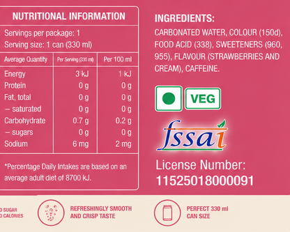 Pepsi Strawberries And Cream Soda Zero Sugar 330ml - Nosh Products