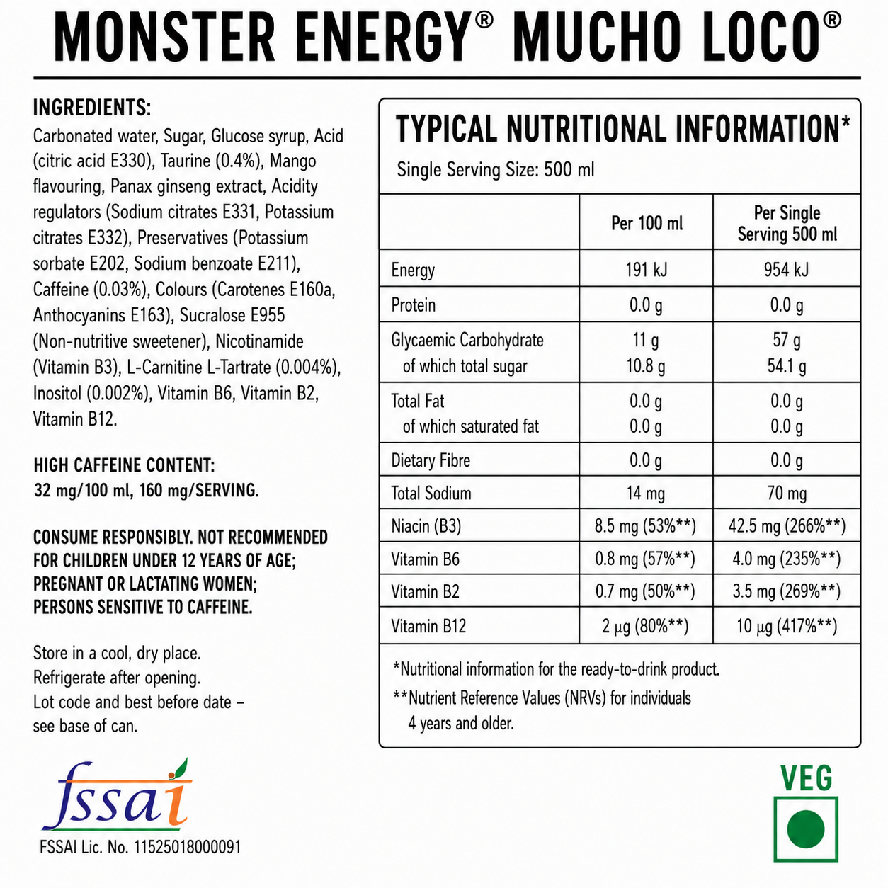 Monster Energy Drink Mucho Loco 500ml Imported From UK