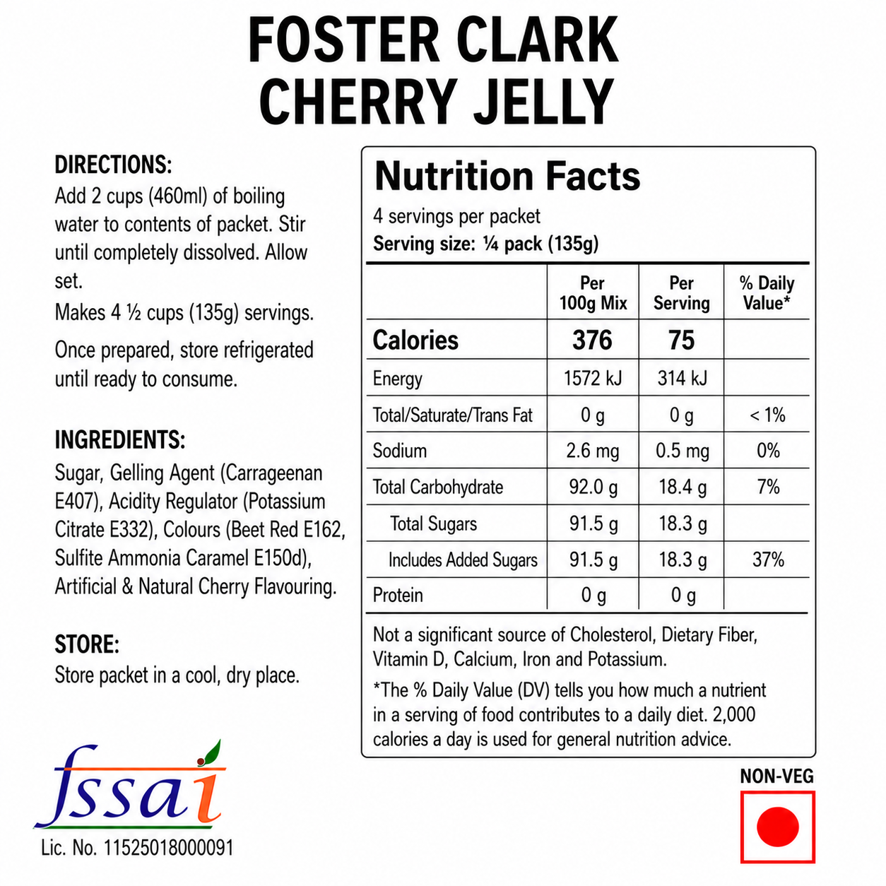 Foster Clark Jelly Cherry 80gm Imported From UK - Nosh Products