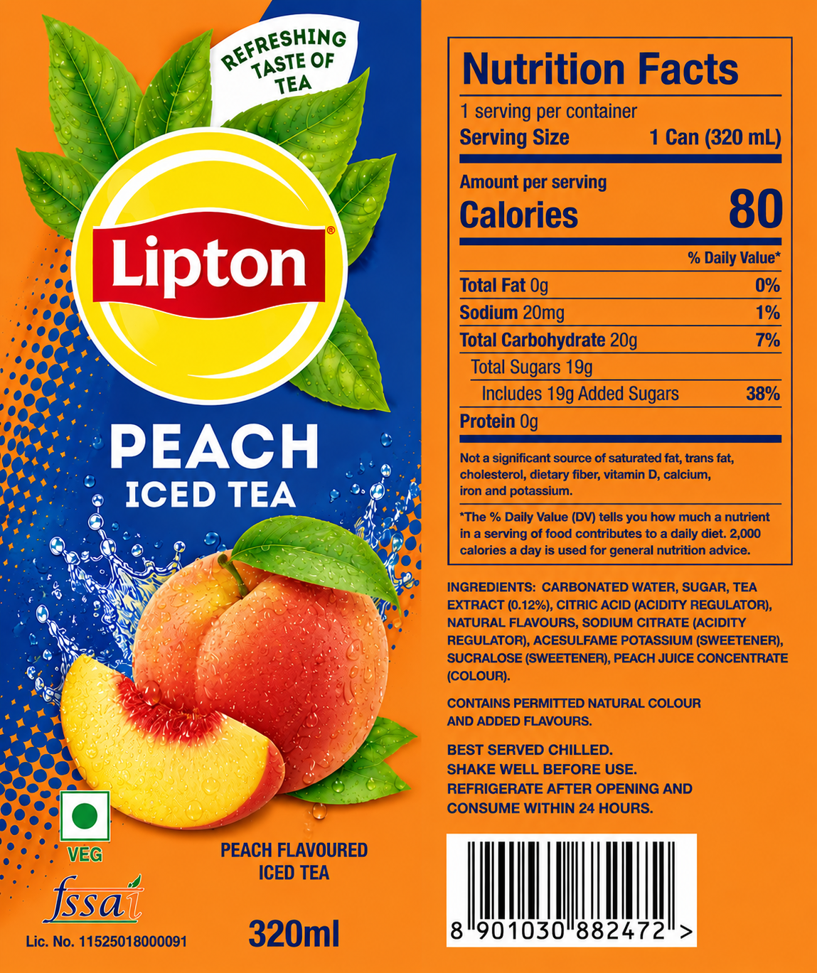 Lipton Peach Iced Tea 320ml - Nosh Products