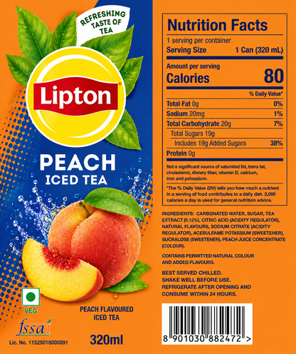 Lipton Peach Iced Tea 320ml - Nosh Products