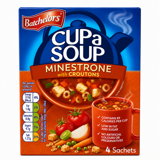 Batchelor's Cup-A-Soup Cream Of Minestrone With Croutons (4 Cups) Imported From UK - Nosh Products