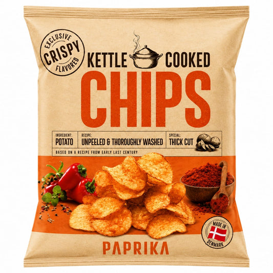 Kettle Cooked Chips Paprika 150gm Imported From Denmark