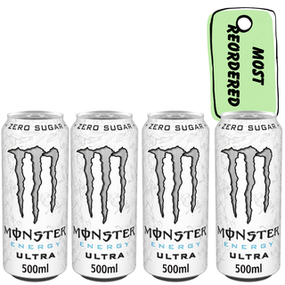 Monster White Energy Drink Zero Sugar 500ml (Pack of 4) Imported From UK