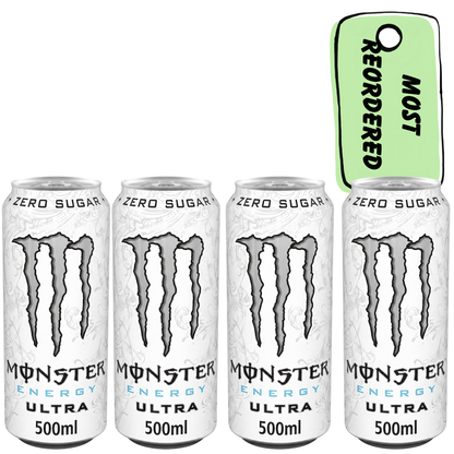Monster White Energy Drink Zero Sugar 500ml (Pack of 4) Imported From UK