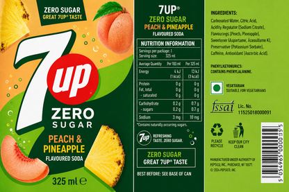7 Up Peach And Pineapple Zero Sugar Soda 325ml Imported From Asia - Nosh Products