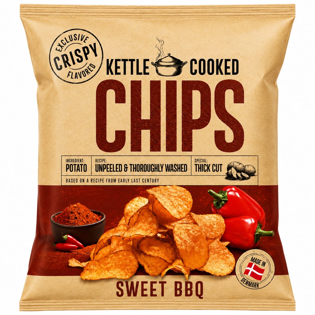 Kettle Cooked Chips Sweet BBQ 150gm Imported From Denmark
