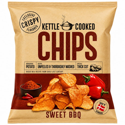 Kettle Cooked Chips Sweet BBQ 150gm Imported From Denmark