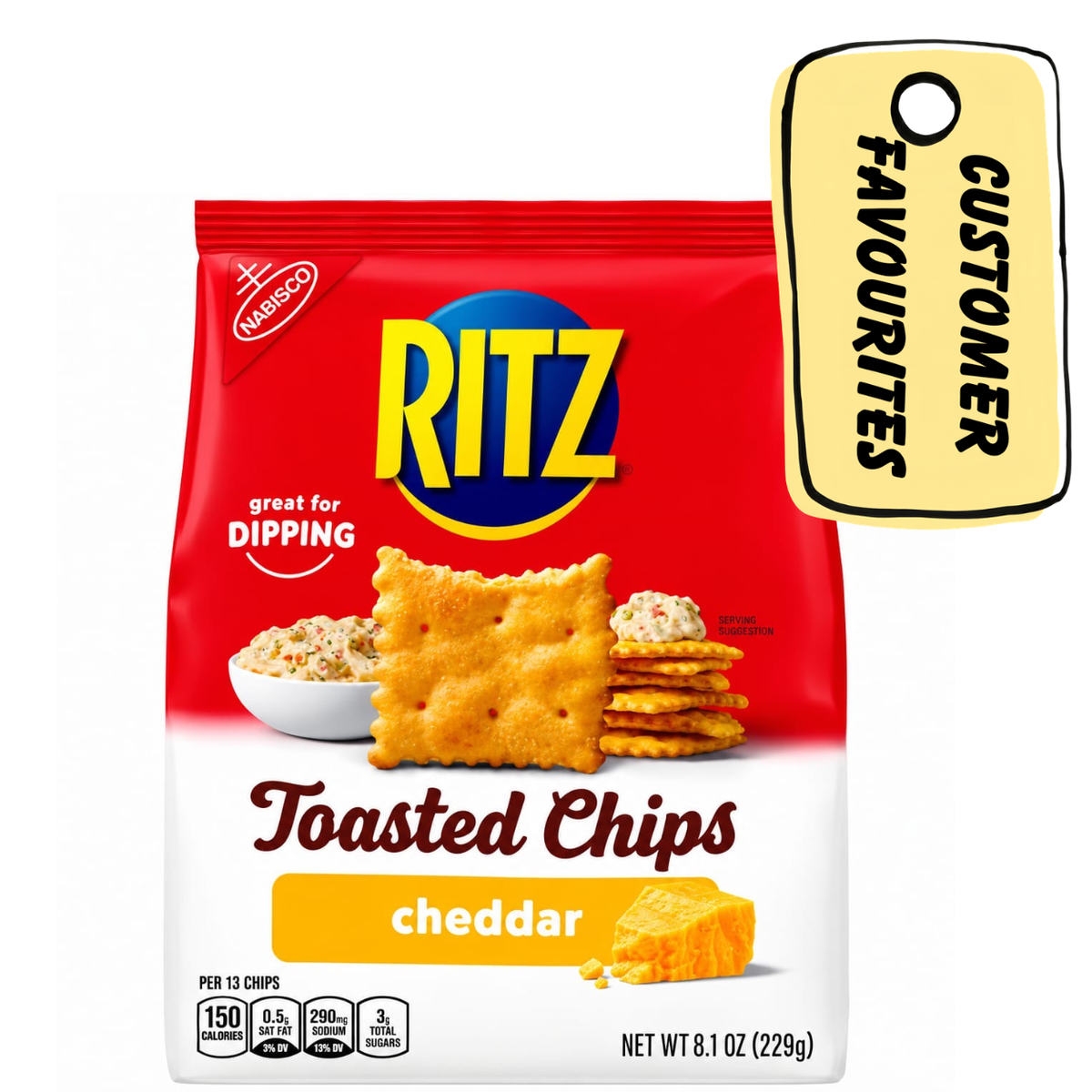 Ritz Toasted Chips Cheddar 229gm Imported From USA - Nosh Products