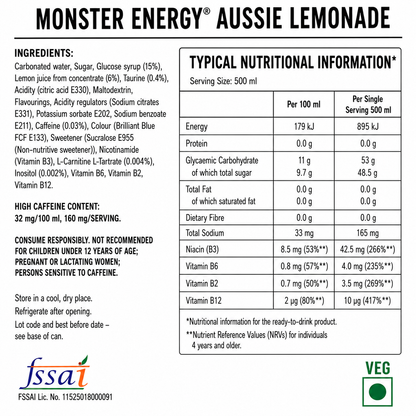 Monster Energy Drink Aussie Lemonade 500ml Imported From UK