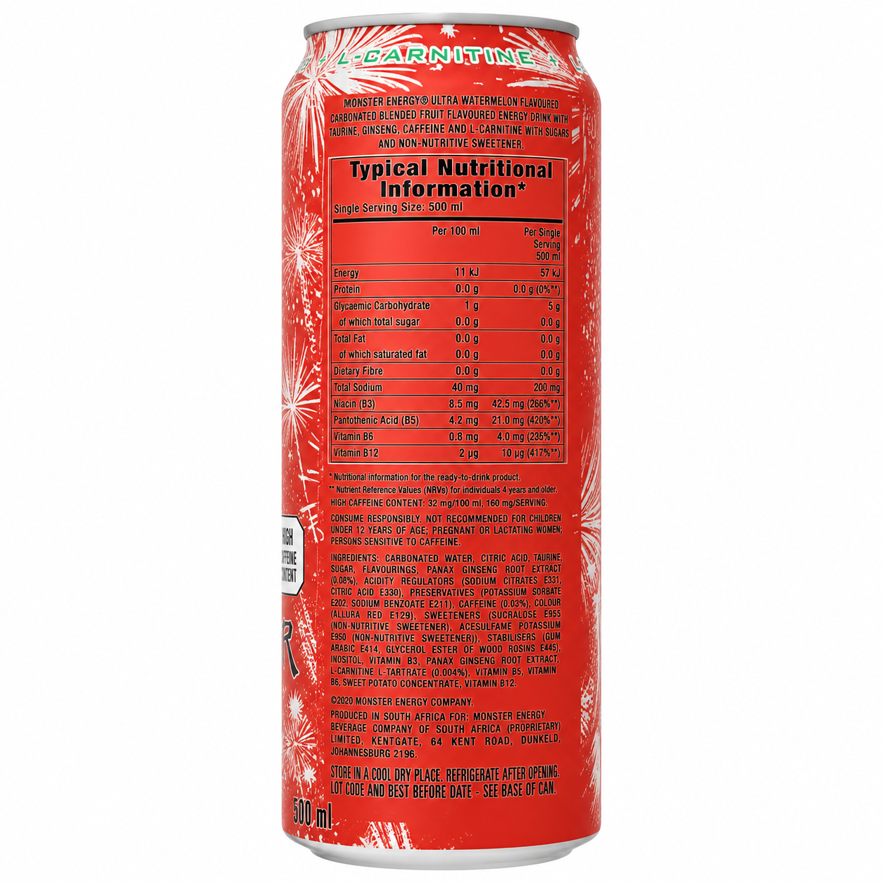 Monster Energy Drink Ultra Watermelon Zero Sugar 500ml ( Pack Of 4) Imported From UK
