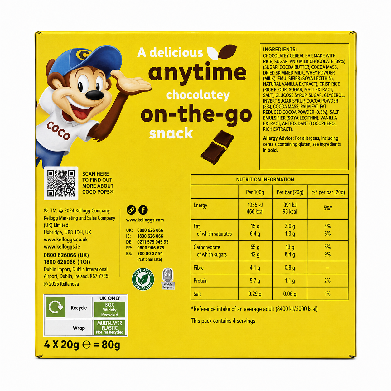 Kellogg's Coco Pop Bars 150gm Imported From UK - Nosh Products