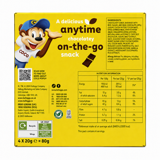 Kellogg's Coco Pop Bars 150gm Imported From UK - Nosh Products