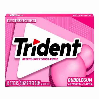 Trident Bubblegum Chewing Gum Imported From USA