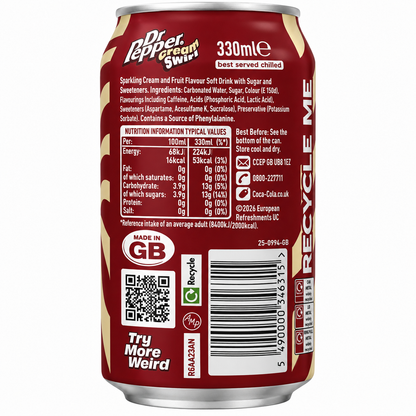 Dr Pepper Cream Swirl 330ml Imported From UK