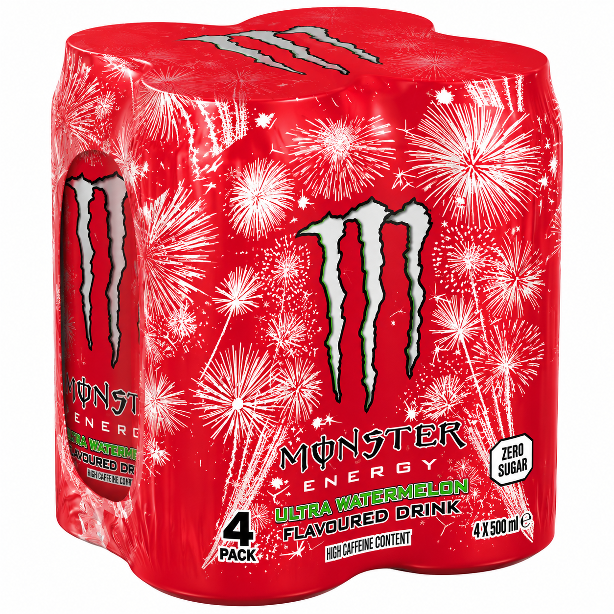 Monster Energy Drink Ultra Watermelon Zero Sugar 500ml ( Pack Of 4) Imported From UK