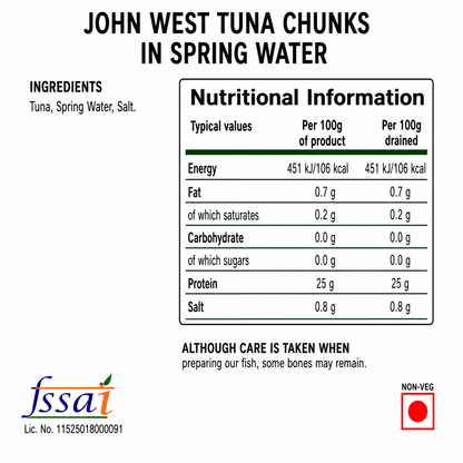 John West Tuna Spring Water 160gm Imported From UK - Nosh Products