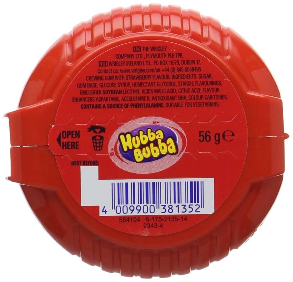 Hubba Bubba Tape Seriously Strawberry Chewing Gum 56gm