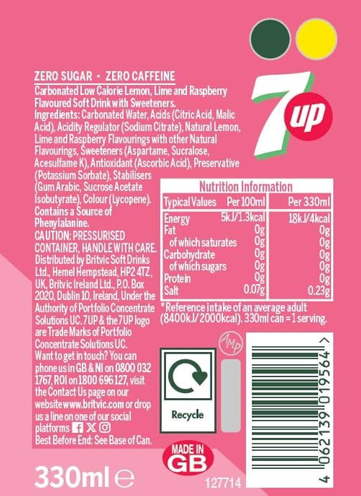 7 Up Pink Lemonade Zero Sugar 330ml