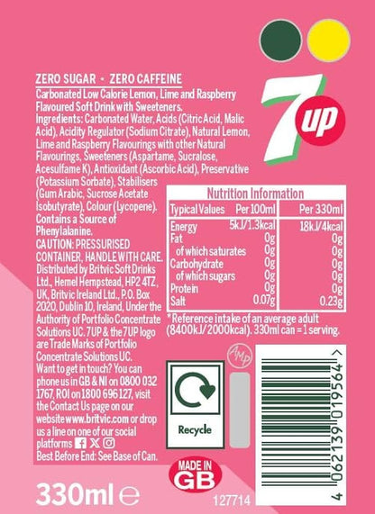 7 Up Pink Lemonade Zero Sugar 330ml